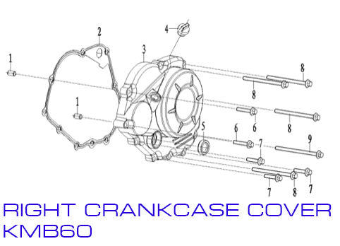 Crankcase Cover RIGHT- Zongshen ZL60 - Kayo KMB60 Dirt Bike - VMC Chinese Parts