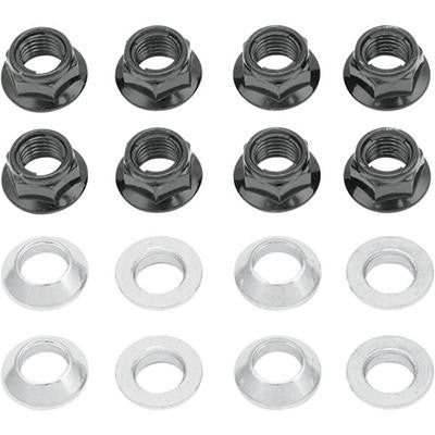 Bolt Motorcycle Hardware Flange Lug Lock Nut Set 10mm*1.25 - Black - 8 Pack - (2401-0820) - VMC Chinese Parts