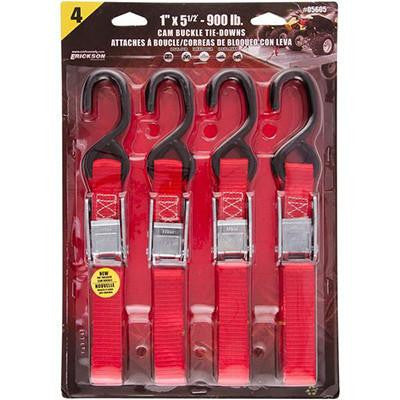 Tie Down and Tow Straps - 1.0 Inch x 5.5 Feet Cam Buckle - 4 Pack - (3920-0402) Erickson - VMC Chinese Parts