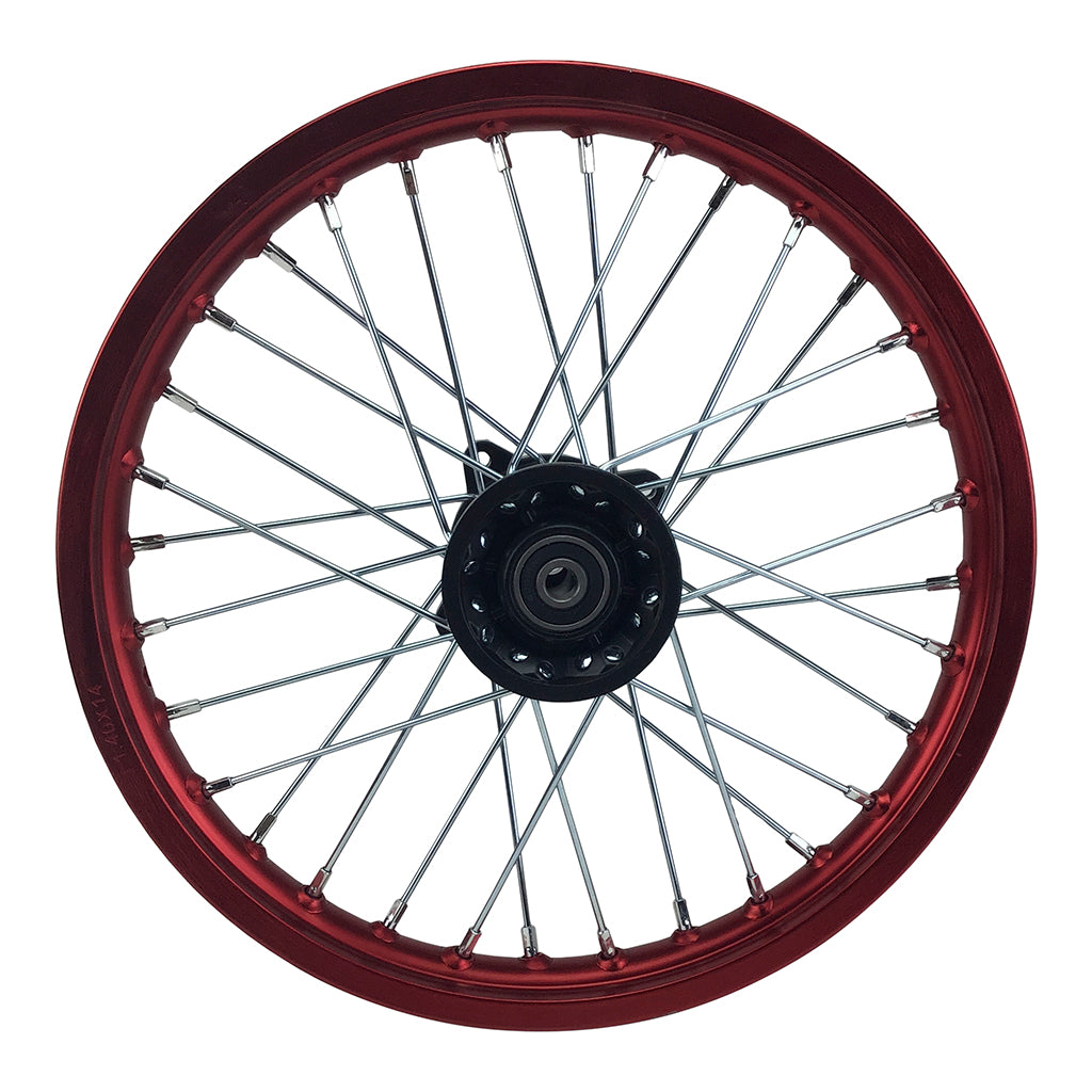 Rim Wheel - Front - 14.0 x 1.4 Inch - 12mm ID - 32 Spokes - Tao Tao DB14 Dirt Bike - RED - VMC Chinese Parts