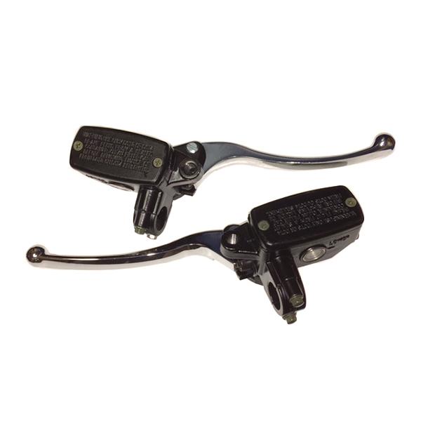 Brake Master Cylinder Matching Set with 200mm Levers - CHROME - Left and Right - VMC Chinese Parts