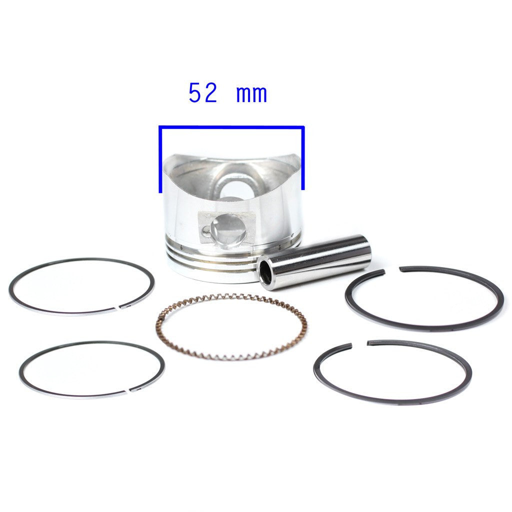 Piston Kit - 52mm - 110cc  Horizontal Engine - VMC Chinese Parts