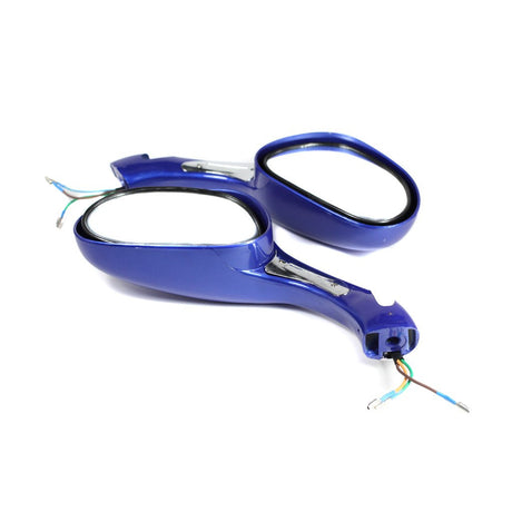 Scooter Rear View Mirror Set with Turn Signals - Blue - VMC Chinese Parts